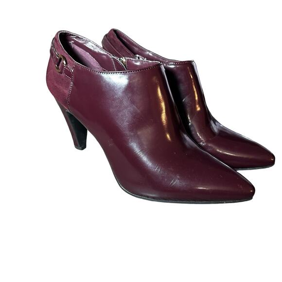 Bandolino Ankle Booties Heeled Burgandy Bocambria Side Zip size 8 1/2 - Picture 2 of 10